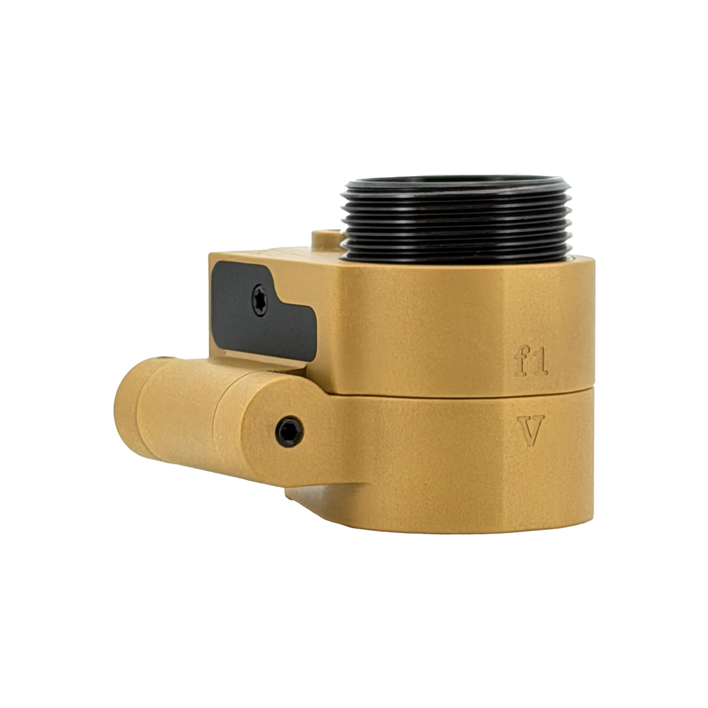 Totem Arms f1 AR Folding Stock Adapter For AR9/10/15,Matte Golden,Engraved Logo and Trademark,9.6oz,5-Axis CNC Machined,Steel Version.
